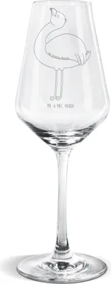 Produktbild von Mr. & Mrs. Panda Weinglas Flamingo Stolz - Transparent - Geschenk, Weißwein Glas, Rosa, Selbstliebe, Weißweinkelch, wein, Mama