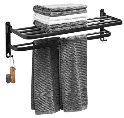 Produktbild von Handtuchhalter, Wandmontage, Doppelstangen-Design, schwarz