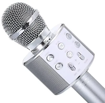 Obrázok produktu pre Jumada – Mikrofón pre karaoke – Integrovaný reproduktor – Mikrofón na párty – Strieborná farba