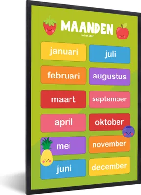 Produktbild von MuchoWow® MuchoWow® Gerahmtes Poster Kinderzimmer - Monate - Bildung - Jungen - Mädchen - Kinder - Grün - Kinder 40x60 cm - Poster mit zchwarzem Bilderrahmen - Papierdruck - Wandbilder