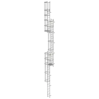 Produktbild von Günzburger Steigtechnik mehrzügige Steigleiter mit Rückenschutz (Maschinen) Edelstahl 15,2 m - 530246