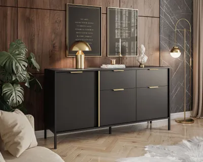 Obrázek produktu pro Komoda LARETTO 153 cm 3D2S antracitově černé nohy