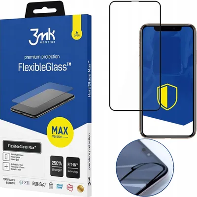 Obrázok produktu pre Apple iPhone 11 Pro Max – hybridné sklo, značka 3mk, model FlexibleGlass Max, farba: čierna