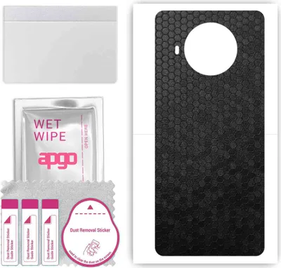Produktbild von apgo Rückseite Schutzfolie, Skin, kompatibel mit Xiaomi Mi 10i 5G, Hinten Displayschutzfolie aus Vinylfolie, kratzfest, einfache Montage - Schwarze Honigwabe