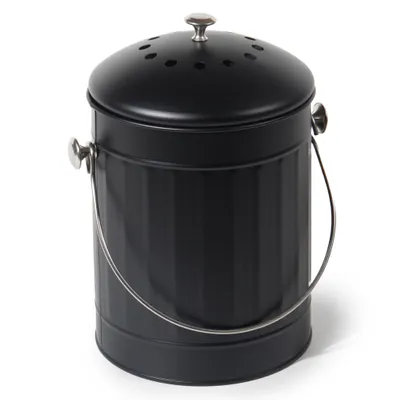 Produktbild von Biomülleimer  Komposteimer Metall Geruchsfilter nachhaltiger  Mülleimer 5,5L Mattschwarz