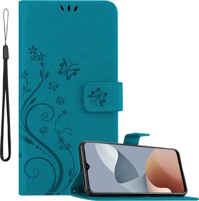 Image de Cadorabo Housse pour ZTE Blade A73 4G Housse en FLORAL BLEU Housse de protection au design floral avec fermeture magnétique, fonction de support et pochettes pour cartes Book Case Cover