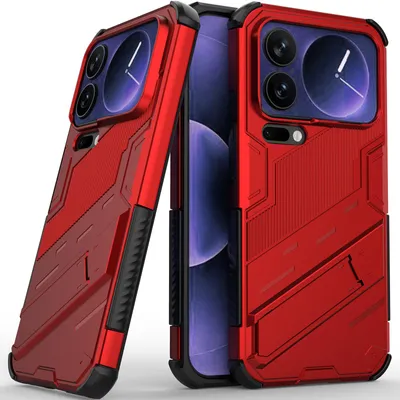 Produktbild von Armor Hülle für Xiaomi 17 Pro Max Hybrid PC TPU Bumper Stoßfestes Schutzhülle mit Standfunktion Rot