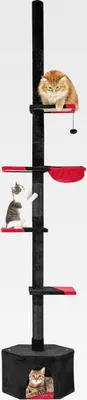 Produktbild von Gotischer Kratzbaum deckenhoch 245-300 cm, 5 Ebenen Katzenbaum mit 3 Plattformen, 1 Hängematte, 1 Katzenhaus & 2 Kratzpfosten, groß Katzenkletter-Aktivitätszentrum für Innen