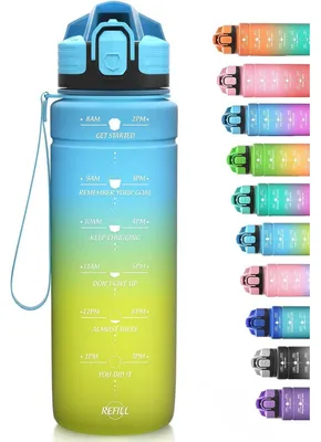 Produktbild von Sport Trinkflasche 500ml Tritan BPA-frei mit Zeitmarkierung auslaufsicher