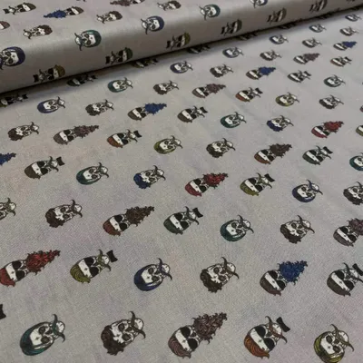 Patchwork-Stoff 100% Baumwolle, Hipster-Totenkopf, 50x140 cm