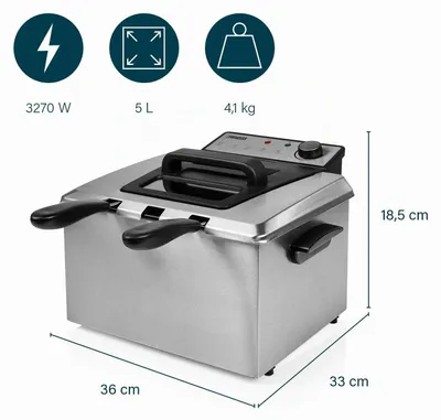 Produktbild von Princess 01.185000.01.001 Fritteuse, Fritteuse, 5 l, 1000 kg, 190 °C, 7 Person(en), Doppel