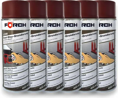 Produktbild von 6x Förch Rost Stop Grundierung L236 Rostschutzspray Premium rotbraun 400ml