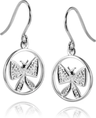 Produktbild von MATERIA Ohrhänger Schmetterling Silber 925 rhodiniert - Damen Kinder Ohrringe Zirkonia rund SO-31