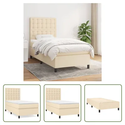 Produktbild von The Living Store Boxspringbett mit Matratze Creme 80x200 cm Stoff