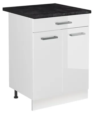 Zdjęcie produktu dla Szafka pod zlew Vicco R-Line Biały wysoki połysk/Biały 60 cm blat roboczy Antracyt, Model 73032