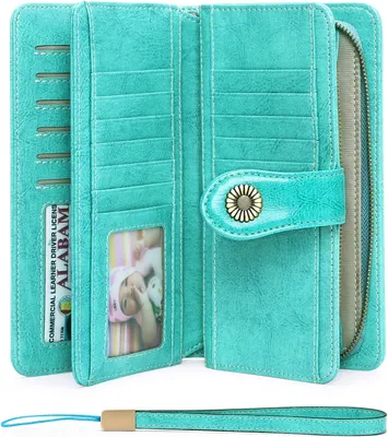 Produktbild von Geldbörse Damen Leder Portmonee Gross Frauen Clutch RFID Schutz Blocking große Kapazität Lang Geldbeutel mit 24 Kartenfächer und Portemonnaie