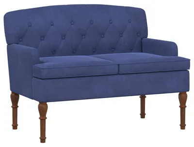 Obrázok produktu pre vidaXL Dvojmiestna sedačka s gombíkmi, tmavomodrá, 111 x 65 x 79 cm, zamat