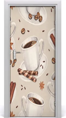 Produktbild von Tulup Türaufkleber 85x205 cm Dekorative Aufkleber Selbstklebend Wasserdichte Tapete Abnehmbar Schlafzimmer Wohnzimmer Wohnkultur - Kaffeetasse