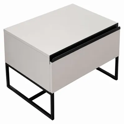 Immagine prodotto di Comodino moderno e minimalista con cassetto e struttura in metallo