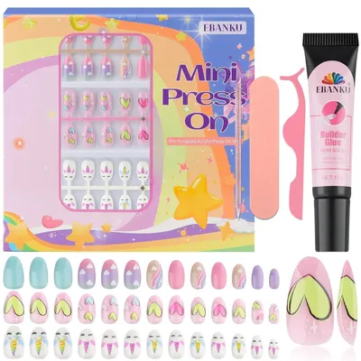 Produktbild von Kinder-Nagelset 78 Stück mit Gelee-Kleber & Nagelbauer-Kleber für Mädchen 8-12 Jahre