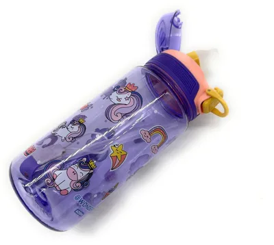 Produktbild von Kinder Trinkflasche Einhorn Lila 600 ml BPA-frei Trinkhalm Schule Kindergarten
