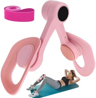 Productafbeelding van Unyqoos® Draagbare heuptrainer voor thuisgebruik – 360° draaibare kussens, PP en zacht TPE, versterkte veer, inclusief weerstandsband (16 kg)