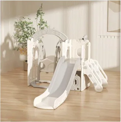 Produktbild von Indoor-Spielgerät Gleichgewichtsbalken und Schaukel für Kinder - Multifunktionelles Indoor-Rutschbahn-Spielgerät - Für Kinder von 0-3 Jahren - Weiß