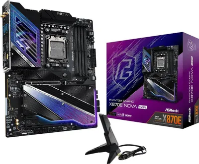 Obrázek produktu pro Asrock MK X870E NOVA WIFI, AMD, Zásuvka AM5, AMD Ryzen 7000 Series, AMD Ryzen 8000 Series, AMD Ryzen 9000 Series, DDR5-SDRAM, 256 GB, DIMM