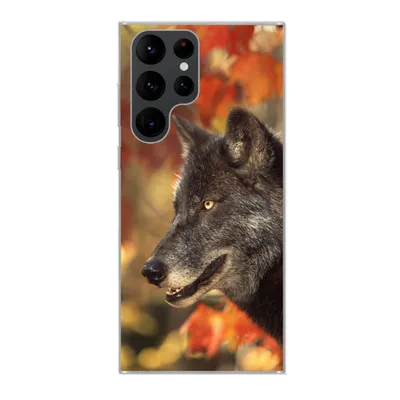 Produktbild von MuchoWow® Handyhülle Schutzhülle Hülle für Samsung Galaxy S22 Ultra Wolf - Nahaufnahme - Blätter Silikon Softcase Handy Hülle - Abbildung