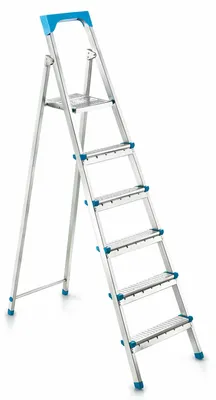 Produktbild von Evila Originals, Faltleiter aus 100% Stahl, 44,5 x 110,5 x 165 cm, Grau/Türkis