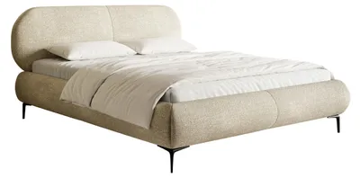 Obrázek produktu pro Selsey Ovalle - Manželská postel, čalouněná postel s roštem, černé kovové nohy, béžová 180 cm