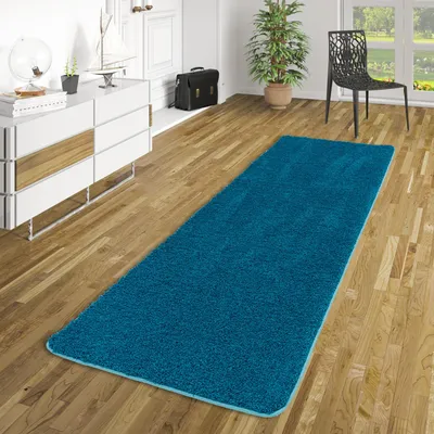 Produktbild von Luxus Läufer Hochflor Langflor Teppich Milano Petrol, Größe:80x200 cm