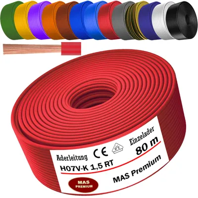 Produktbild von 80m Aderleitung H07 V-K RT 1x1,5 mm² Rot Einzelader flexibel