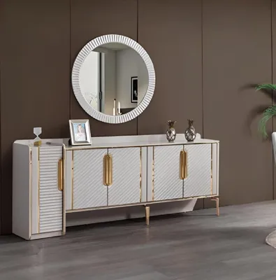 Immagine prodotto di Credenza specchio bianco legno cassetto mobile stile credenza cassettiera