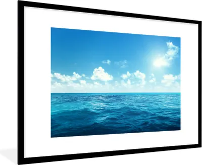 Produktbild von MuchoWow® MuchoWow® Gerahmtes Poster Meer - Himmel - Sonne 90x60 cm - Poster mit zchwarzem Bilderrahmen - Wanddekoration - Fotos