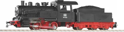 A model train on a white background.