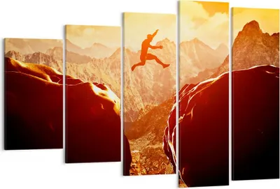 Produktbild von Bild auf Leinwand - Leinwandbild - Mann Berg Freiheit - 150x100cm - Wand Bild - Wanddeko - Leinwanddruck - Bilder - Kunstdruck - Wanddekoration - Leinwand bilder - Wandkunst - EG150x100-2827