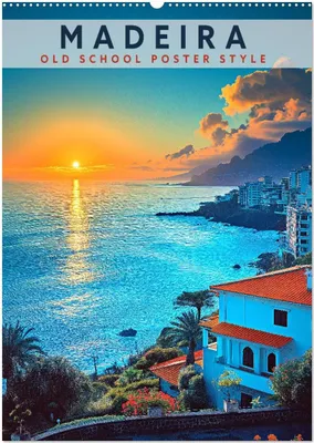 Produktbild von Madeira - Old School Poster Style (Wandkalender 2026 DIN A2 hoch), CALVENDO Monatskalender