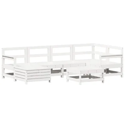 Produktbild von vidaXL 7-tlg. Garten-Sofagarnitur Weiß Massivholz Kiefer
