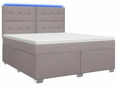 Image de vidaXL Lit boxspring avec matelas Taupe 140 x 190 cm Tissu