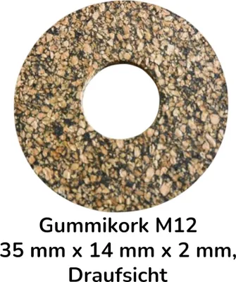 Produktbild von 20 Stück Gummikork M12 35 mm x 14 mm x 2 mm