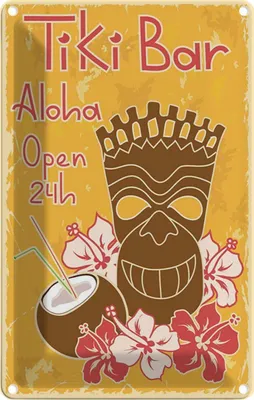 Produktbild von vianmo Blechschild 30x20 cm Alkohol Tiki Bar Aloha Hawaii Essen Trinken Club