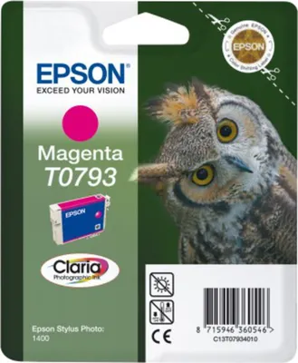 Produktbild von Epson Owl Singlepack Magenta T0793 Claria Photographic Ink, Magenta, Tinte auf Pigmentbasis, 11,1 ml, 1 Stück(e)