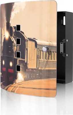 Produktbild von banjado Design Schlüsselkasten aus Edelstahl für 10 Schlüssel, Schlüsselschrank 24 x 21,5 x 7cm groß mit Magnetverschluss,  Einfahrender Zug [BWSK 11092]