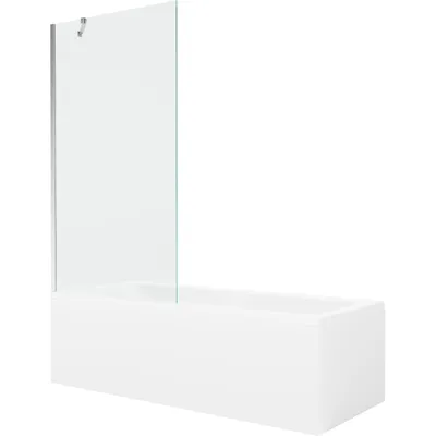 Obrázek produktu pro Mexen Cubik obdélníková vana 160 x 70 cm s pláštěm 1-křídlovou zástěnou 90 cm, Průhledné, Chromovaná - 550316070X9509000001