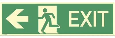 Produktbild von Dreifke® Schild EXIT links, Alu, langnachleuchtend, 160-mcd, 390x115 mm