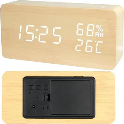 Obrázek produktu pro Verk 01772 Multifunkční digitální hodiny s teploměrem imitace dřeva