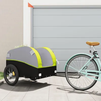 Immagine prodotto di vidaXL Rimorchio per biciclette nero e verde 45 kg di ferro