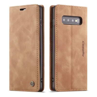 Obrázek produktu pro Galaxy S10 Plus Pouzdro, RetroPolyuretanKožené Pouzdro, Kapsy na Karty, Magnetické Uzavírání, Pouzdro s Funkcí Stojánku pro Samsung Galaxy S10 Plus Hnědý
