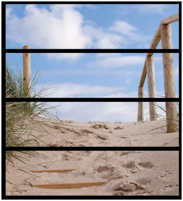 Produktbild von Wallario Möbelfolie / Aufkleber, geeignet für Ikea Malm Kommode mit 4 Schubfächern - Auf der Holztreppe zum Strand